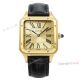 TWF Yellow Gold Cartier Santos-Dumont Gold Face Black Leather Strap Copy Watch For Men And Women (8)_th.jpg